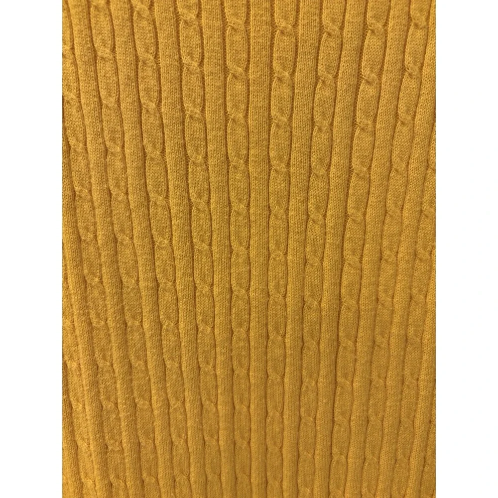 Ralph Lauren Cable Mustard Knit Sweater Sz 2X LRL 100% Button Detail Vintage